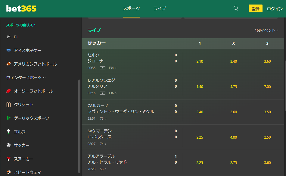 bet365　スポーツを選ぶ